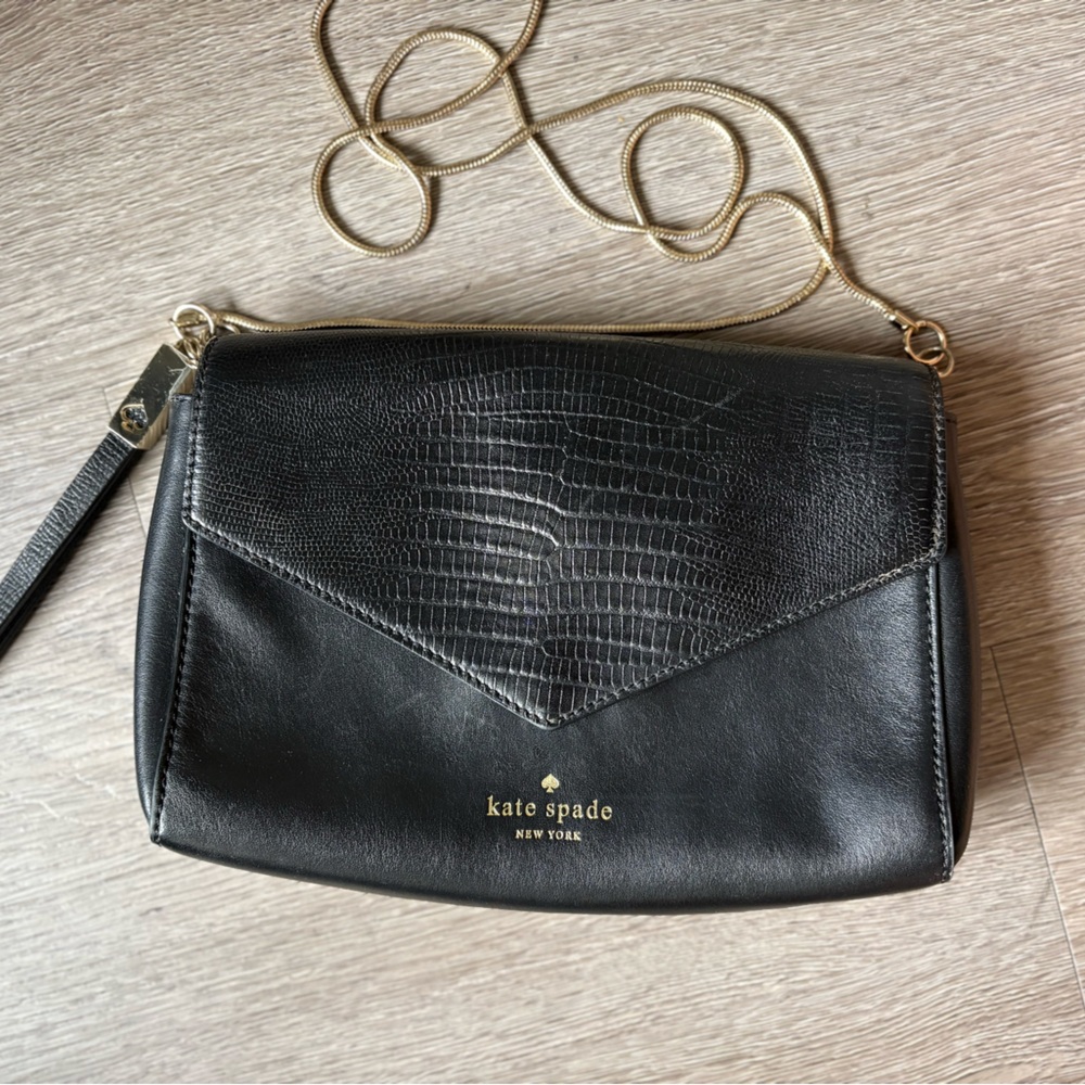 Kate Spade Black Crossbody with Gold Accents